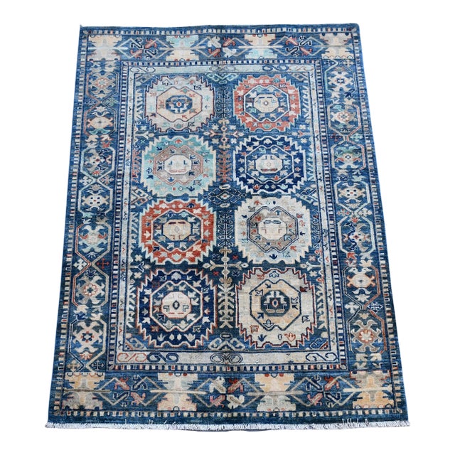 Modern Gray Bidjar Hand Knotted Rug 4x6' For Sale