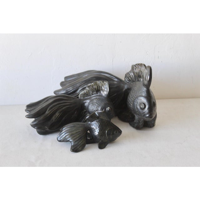 1970s Ceramic Sculptural Glazed Koi Goldfish Decorations-Set of 3 For Sale - Image 4 of 12
