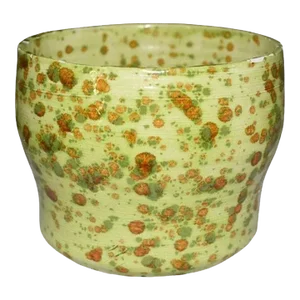 Studio Pottery Lime Green and Red Drip Pot Planter or Bowl - 1970s Signed