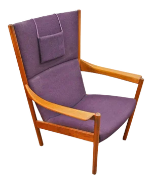 Nanna Ditzel Highback Lounge Chair in Purple Wool