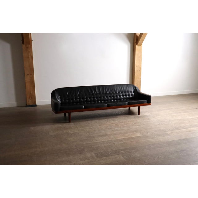 Wood Model 2010 Sofa in Black Leather by Arne Halvorsen, Norway, 1960s For Sale - Image 7 of 11