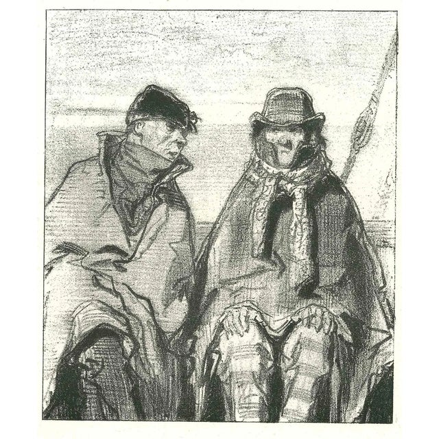 Paul Gavarni, The Conversation in the Ship, Original Lithograph, 1881 For Sale
