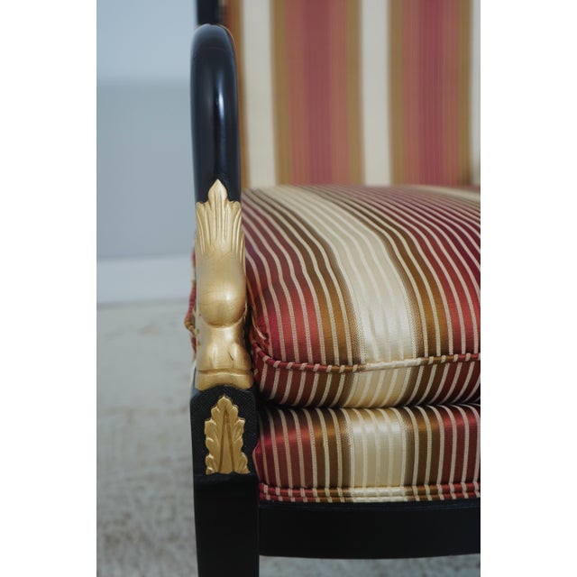 Pair Neoclassical Dolphin Carved Arm Black Chairs For Sale - Image 13 of 18