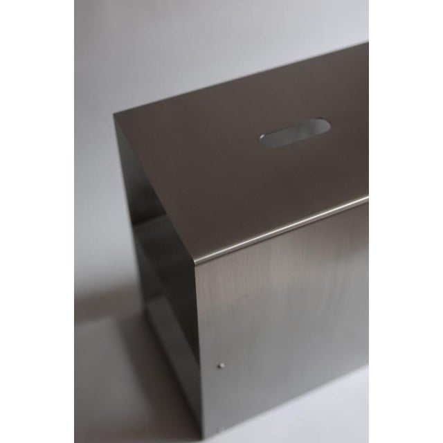 Contemporary Cosmo Multifunctional Stool and Shelf in Brushed Stainless Steel by Form & Eisen For Sale - Image 3 of 18