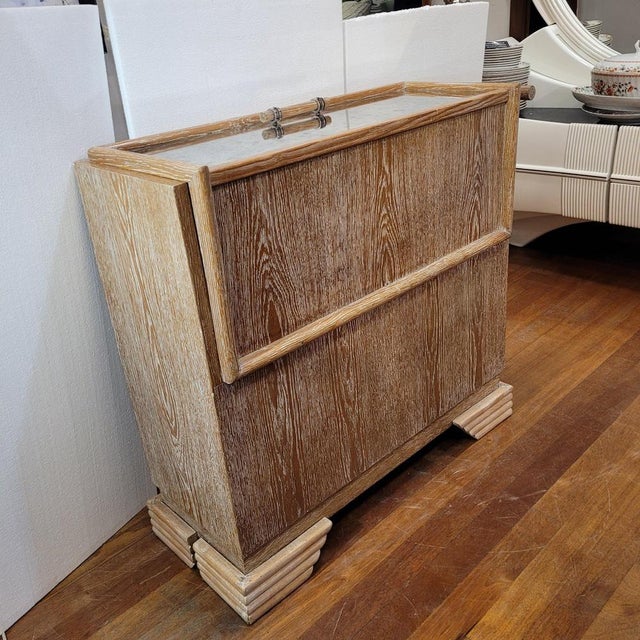 Beige Art Deco Oak Bar Cabinet, France, 1980s For Sale - Image 8 of 18