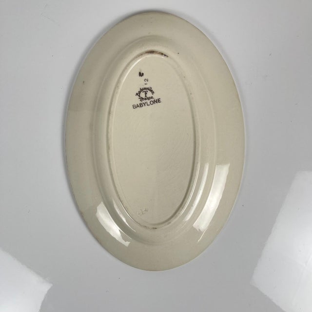 Antique Oval Babylone Platter from Badonviller, 1900s For Sale - Image 4 of 10