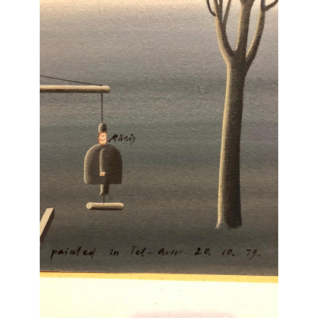 Maris Bishofs, Latvian Israeli Surreal Gouache Illustration Art Painting Tel Aviv, 1979 For Sale - Image 4 of 9