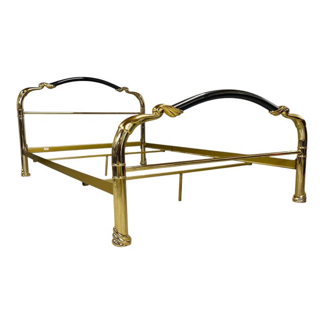 Art Deco Art Nouveau Solid Brass & Enameled Steel Double Bed Armoni Essebi Italy For Sale