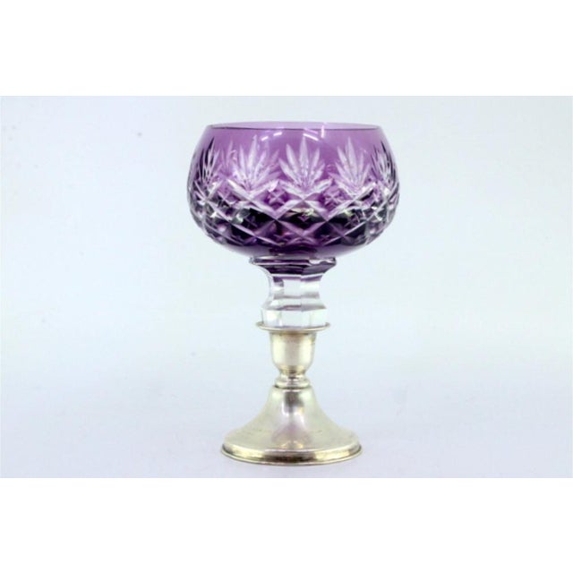 Cup in Cut Glass with Round Silver Base and Filling, in Good conditions. Designed 1920 to 1949