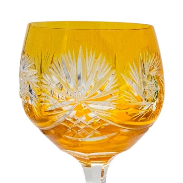 Late 20th Century Ajka Marsala Ruby Overlay Hand-Cut Crystal Hock Wine Goblets, Hungary 8.625" 6pc For Sale - Image 9 of 13