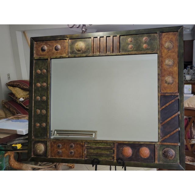 Large Vintage Metal Lobo Mirror For Sale - Image 9 of 12