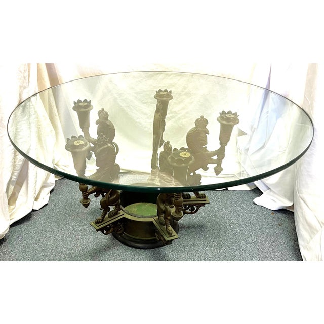 Antique Architectural Salvage Bronze Regency Royal Lion Epergne Coffee Table For Sale - Image 4 of 13