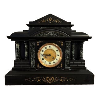 Large Antique Marble Mantle Clock, 1890 For Sale