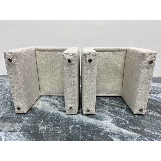 Mid-Century Modern Upholstered Waterfall Stools or Benches, 1970s - a Pair For Sale - Image 12 of 13