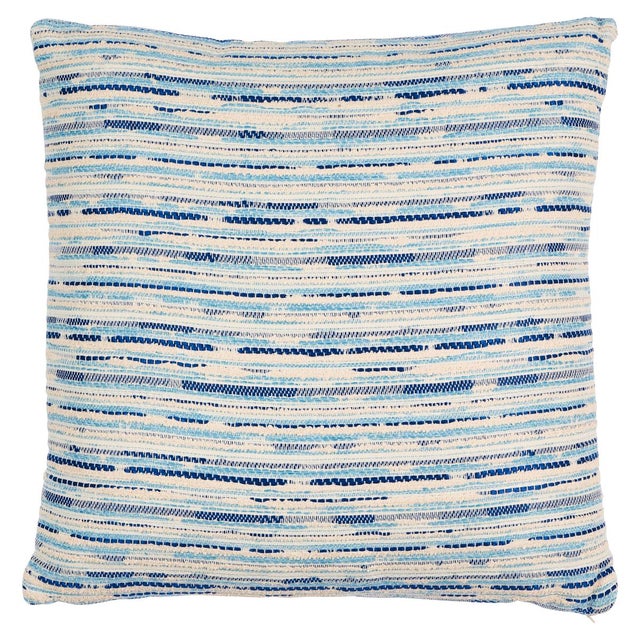 Rustic Schumacher Tomori Indoor/Outdoor 24" Pillow in Blue For Sale - Image 3 of 3