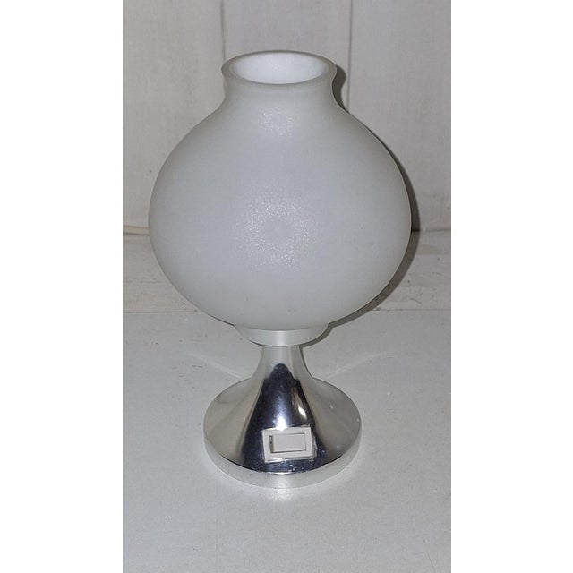 Vintage Bedside Lamp with Metal Base and Opaque White Glass Shade, 1970s For Sale - Image 4 of 7