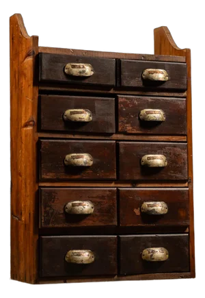 Large Antique Apothecary Cabinet with Copper Drawer Pulls