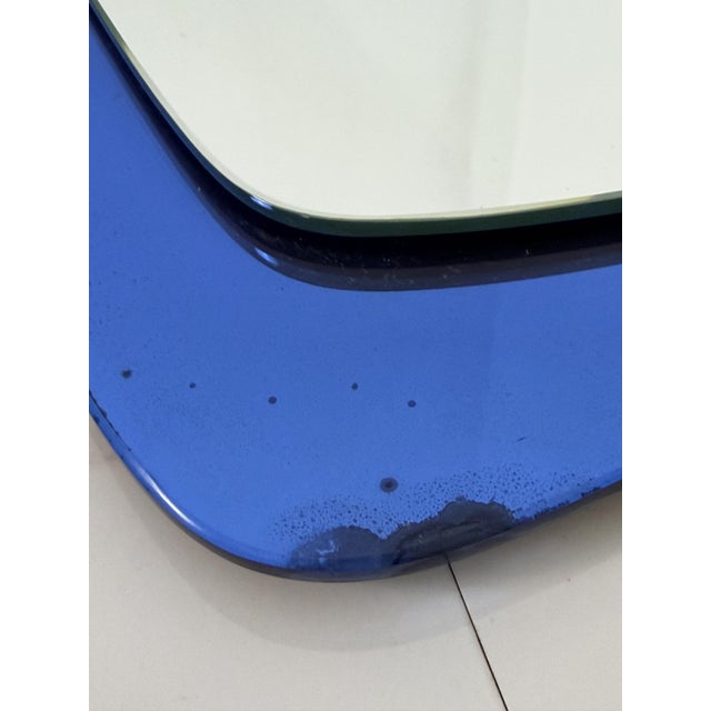 Blue Mid-Century Modern Wall Mirror in the style of Cristal Arte, 1960s For Sale - Image 8 of 11
