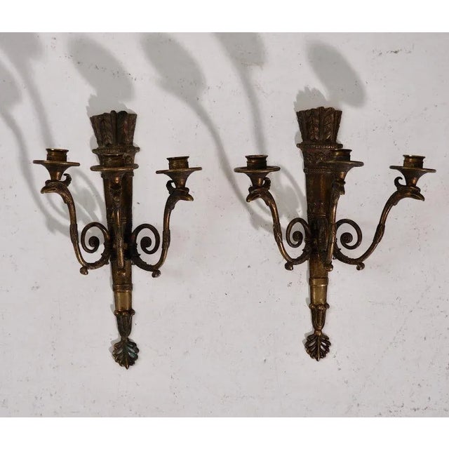 Bronze Wall Lamps, 19th-Century, Set of 2 For Sale - Image 7 of 7