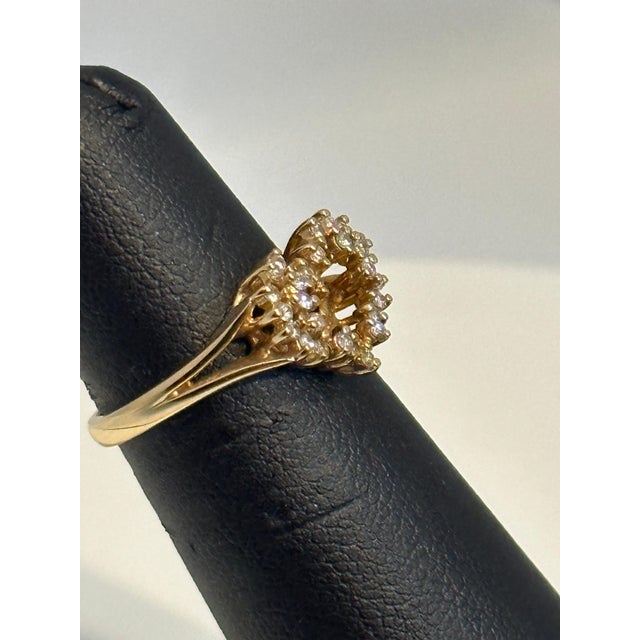 Heart Shape Gold & Diamond Cocktail 14 Karat Gold Ring For Sale - Image 4 of 18