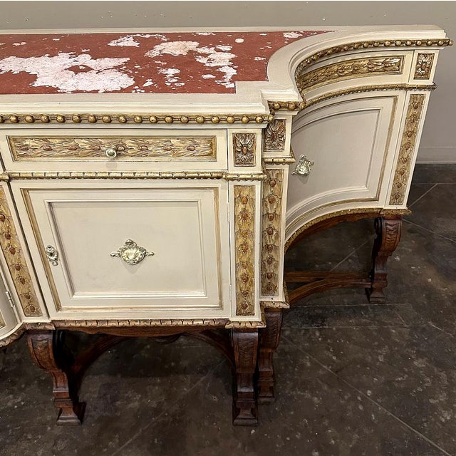 Grand Antique Italian Neoclassical ~ Baroque Painted Console ~ Buffet For Sale - Image 11 of 12