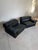 Erasmo Black Leather Sofas attributed to Afra and Tobia Scarpa for B&b Italia, 1960s, Set of 2 For Sale - Image 4 of 18