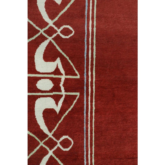 Rug & Kilim’s French Style Art Deco rug in Red & White Geometric Patterns - 10x14 For Sale In New York - Image 6 of 7