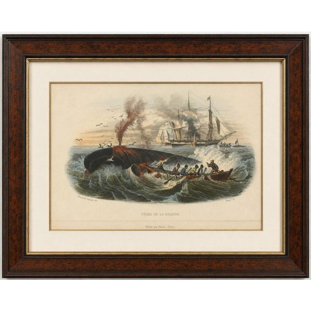 Pêche de la Baleine (Whale Hunt), Hand-Colored Engraving, 1840 One of the most dynamic compositions from the series, this...