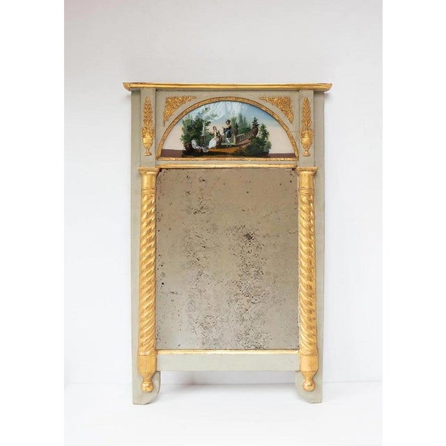 Antique French Restoration Painted Trumeau Mirror, 1830s For Sale - Image 11 of 11