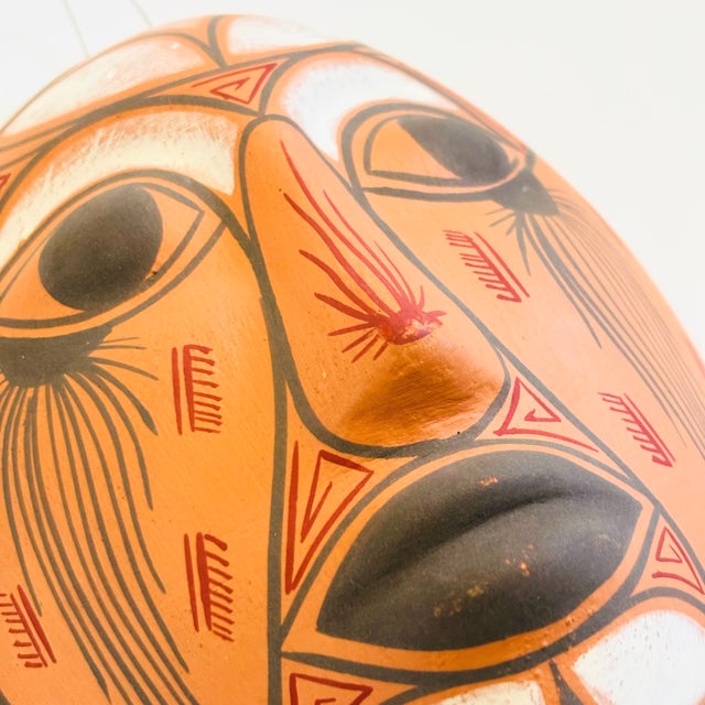 Ceramic Vintage Terra Cotta Mask Wall Hanging For Sale - Image 7 of 8