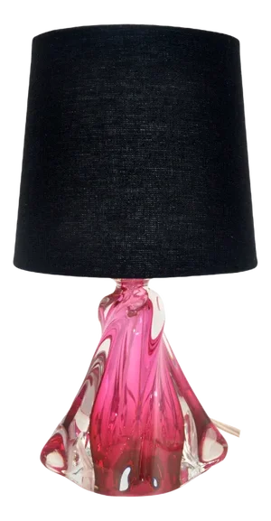 Crystal Table Lamp in Pink from Val Saint Lambert