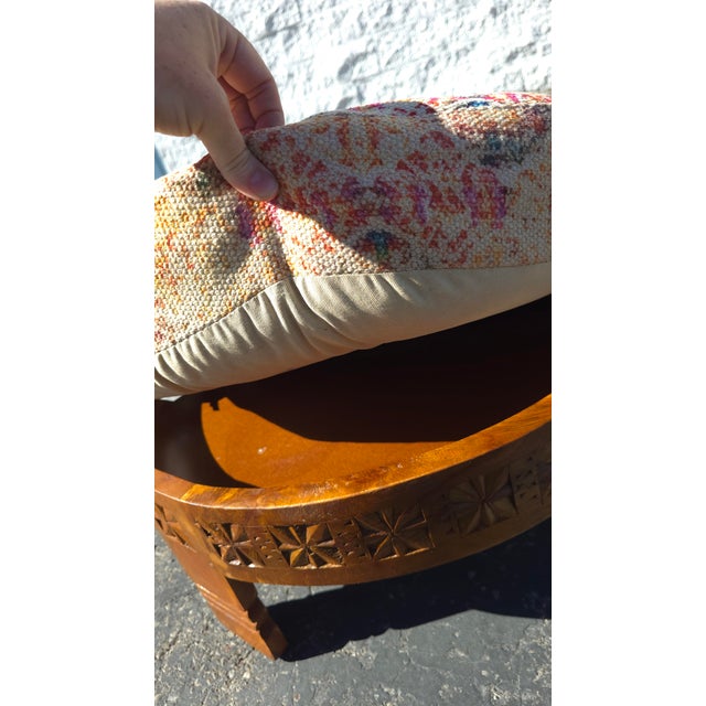 1990s 1990s Pair of Boho Moroccan Style Floor Ottomans For Sale - Image 5 of 5