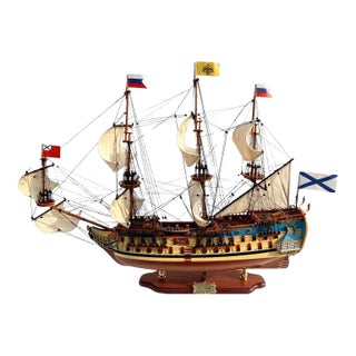 Handcrafted 'Poltava' 18th Century Man-of-War Ship Model – Museum-Quality Nautical Art For Sale