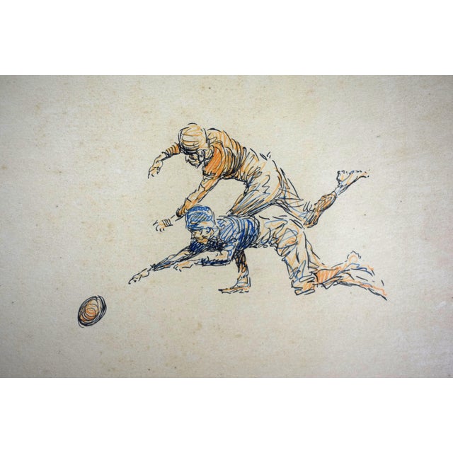 Drawing/Sketching Materials Pen & Ink Drawing of Football Scenes by Paul Brown For Sale - Image 7 of 8