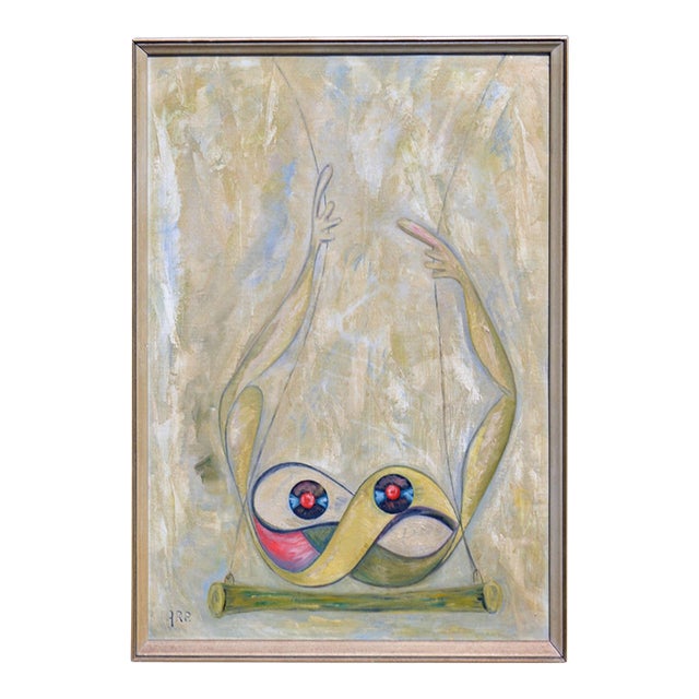 Mid-Century Modern Abstract Geometric Trapeze Artists by Hilda Arp For Sale