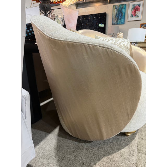 Michael Amini Beige and Gold Satin Sofa Chair For Sale - Image 4 of 6