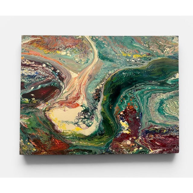 An exceptionally vibrant and visually dynamic large-scale abstract painting by California artist Richard Mann, executed in...