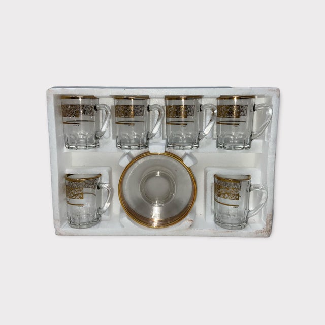 Vintage Glass Coffee Set with Gold Embellishment- 12 Pieces For Sale In Palm Springs - Image 6 of 7