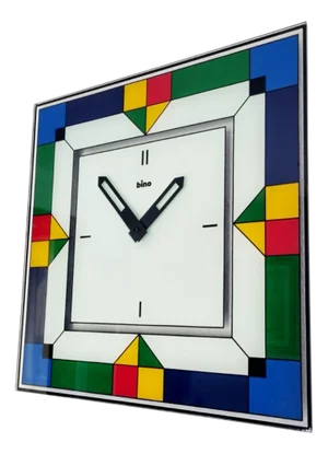 Large Glass Wall Clock by Bino, 1980s