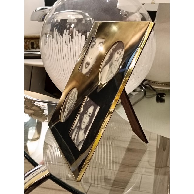 Gabriella Crespi Brass Multi-Photo Frame, Italy, 1970s For Sale - Image 4 of 7