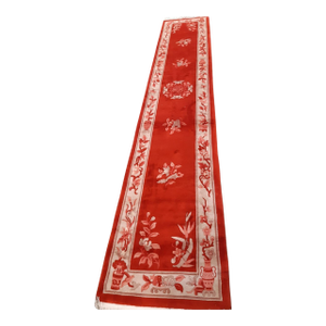 1970s, Handmade Vintage Art Deco Chinese Runner 2.3' X 12.8'