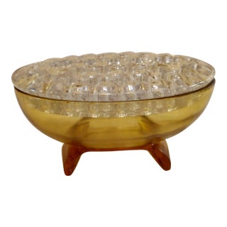 Vintage Martinsville Viking Oval Amber Flower Frog For Sale