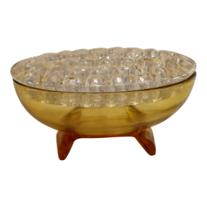 Vintage Martinsville Viking Oval Amber Flower Frog