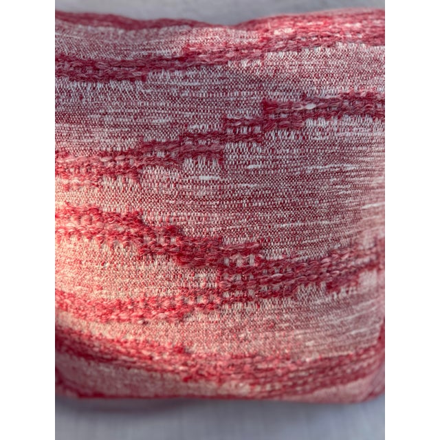 Pink Set of Two Woven Textural Rich Pink Pillows/ Kathryn Ireland “Moroccan Weave” Woven Textile With Down/ Feather Fill For Sale - Image 8 of 11