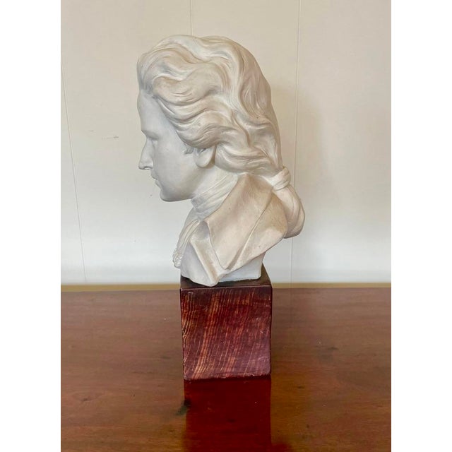 Mid 20th Century Ludwig Van Beethoven Plaster Bust Mounted on Wood Block For Sale - Image 10 of 12