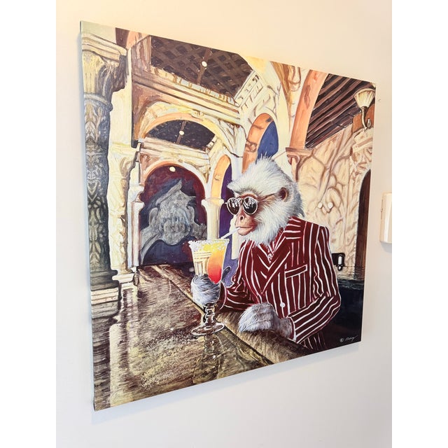 Contemporary At the Bar Monkey by Serge Strosberg Canvas Print Reproduction For Sale - Image 3 of 7