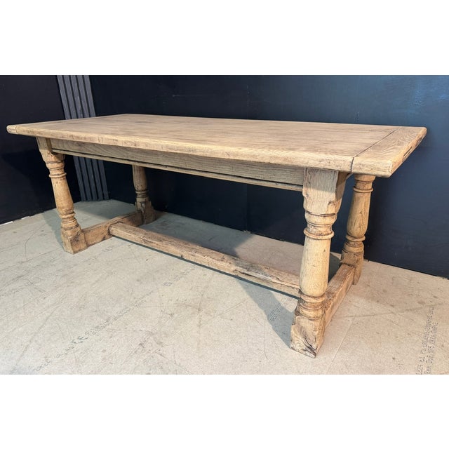 Bleached Oak Farmhouse Dining Table, 1920 For Sale - Image 15 of 18