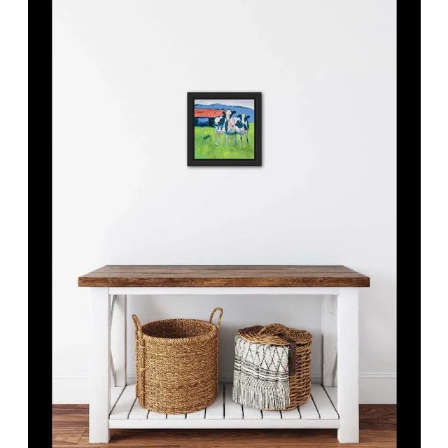 2020s Curious Cows Contemporary Impressionist Oil Painting Original Art For Sale - Image 5 of 5