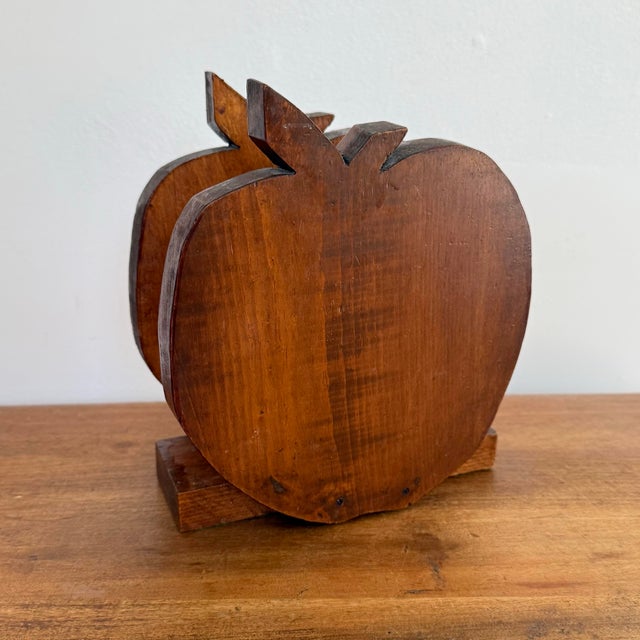 Wood Midcentury Rustic Wooden Apple Napkin Holder For Sale - Image 7 of 7