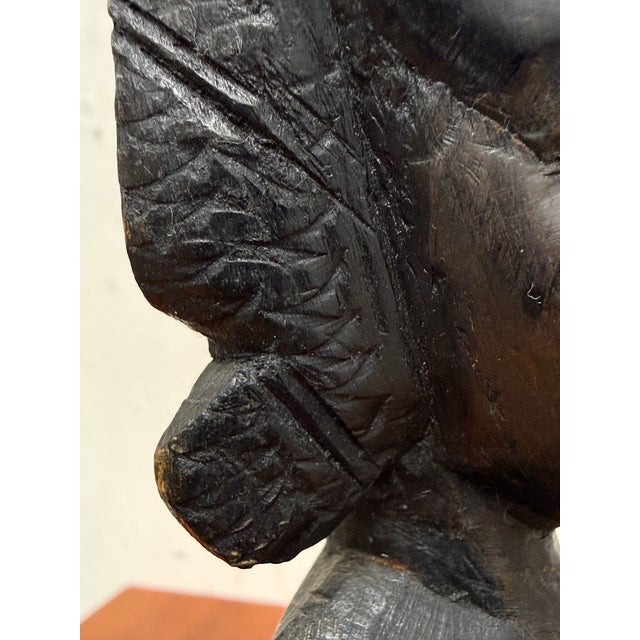 Brown African Hand Carved Wood Mother + Child Sculpture For Sale - Image 8 of 12